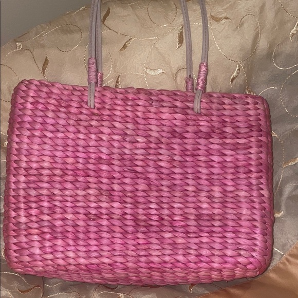 Chic Flamingo Pink Woven Tote Bag - Picture 6 of 6